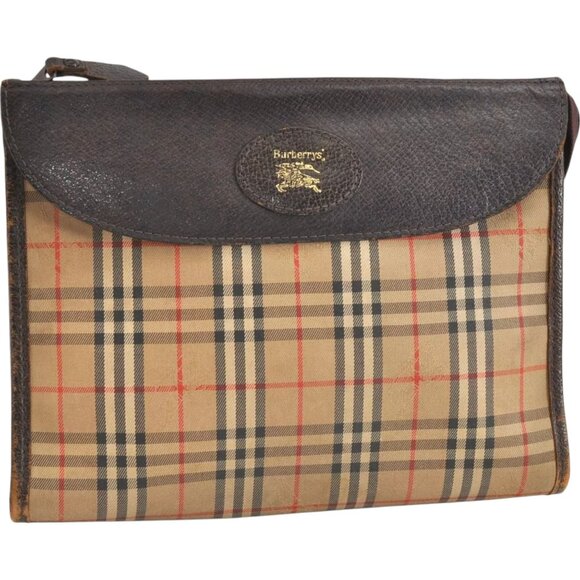 859198BU (L2) Burberry Clutch Bag Nova Check Beige PVC - Picture 1 of 12